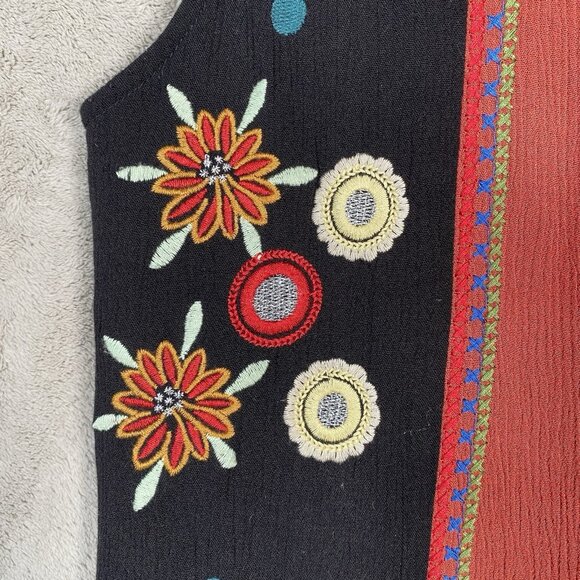 Desigual Creta Dress 38 Boho Embroidered Mixed Print Eclectic Ethnic Patchwork - Picture 8 of 16